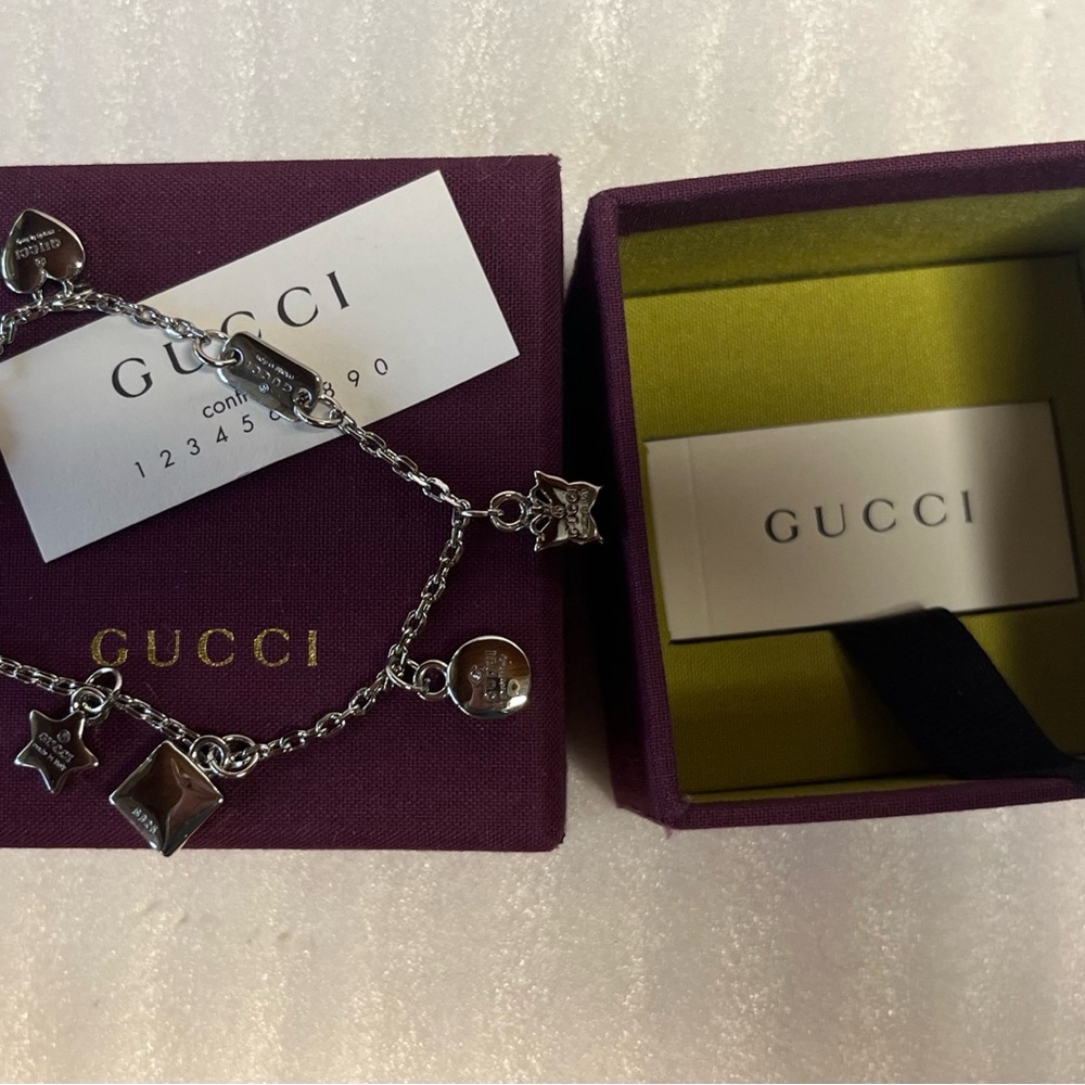 Gucci Silver Charm Bracelet Gucci Bracelet Box Full inclusion Luxury Jewelry